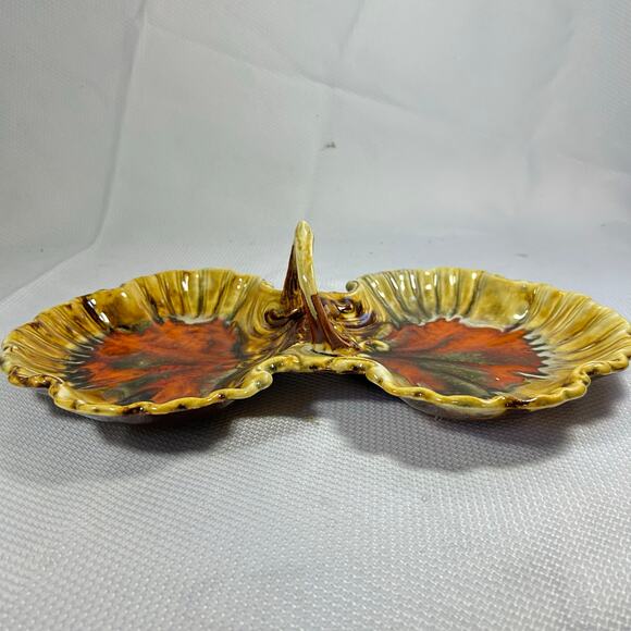 Marcia of California USA, MCM Ceramic Divided Serving Dish With Handle 1960's - Picture 3 of 10